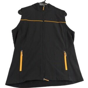 NWOT Stryker Softshell Vest Women M Black Yellow Full Zip Corporate Logo Pocket